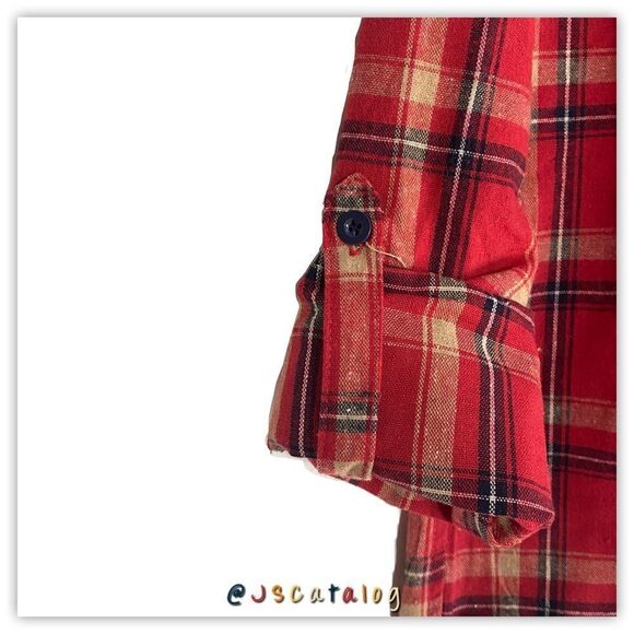 NWT Love Tree Plaid Flannel Red Button Down Shirt - Picture 3 of 5